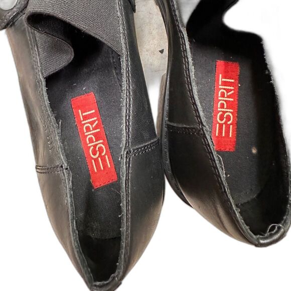 Vintage Esprit Black Leather Platform Chunky Leather Slip On Shoes, Y2K Size 11 - Picture 6 of 10